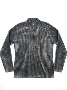 Point Zero Men's Charcoal Ribbed Half-Zip Sweater